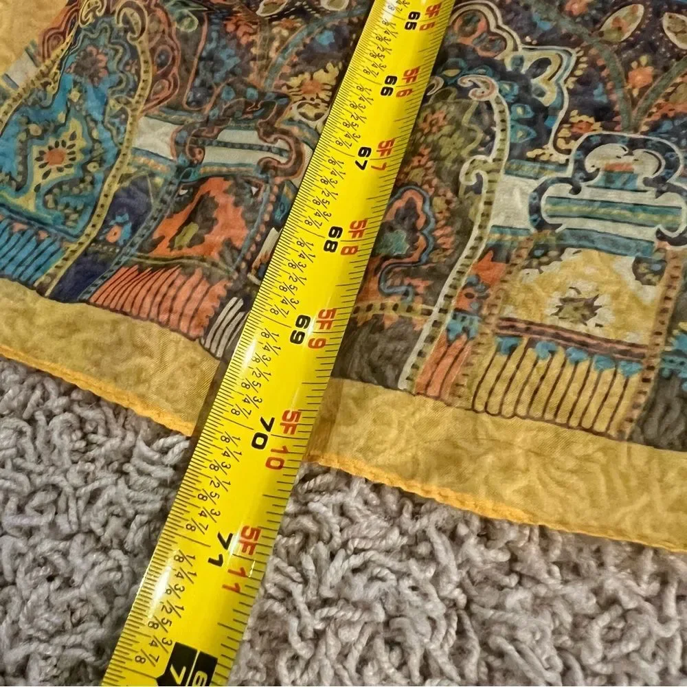 Scarf Large Multi Color Orange Yellow Layering Paisley Scarf Shawl
